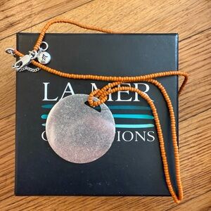 Madewell Orange Beaded Necklace with Silver Disc